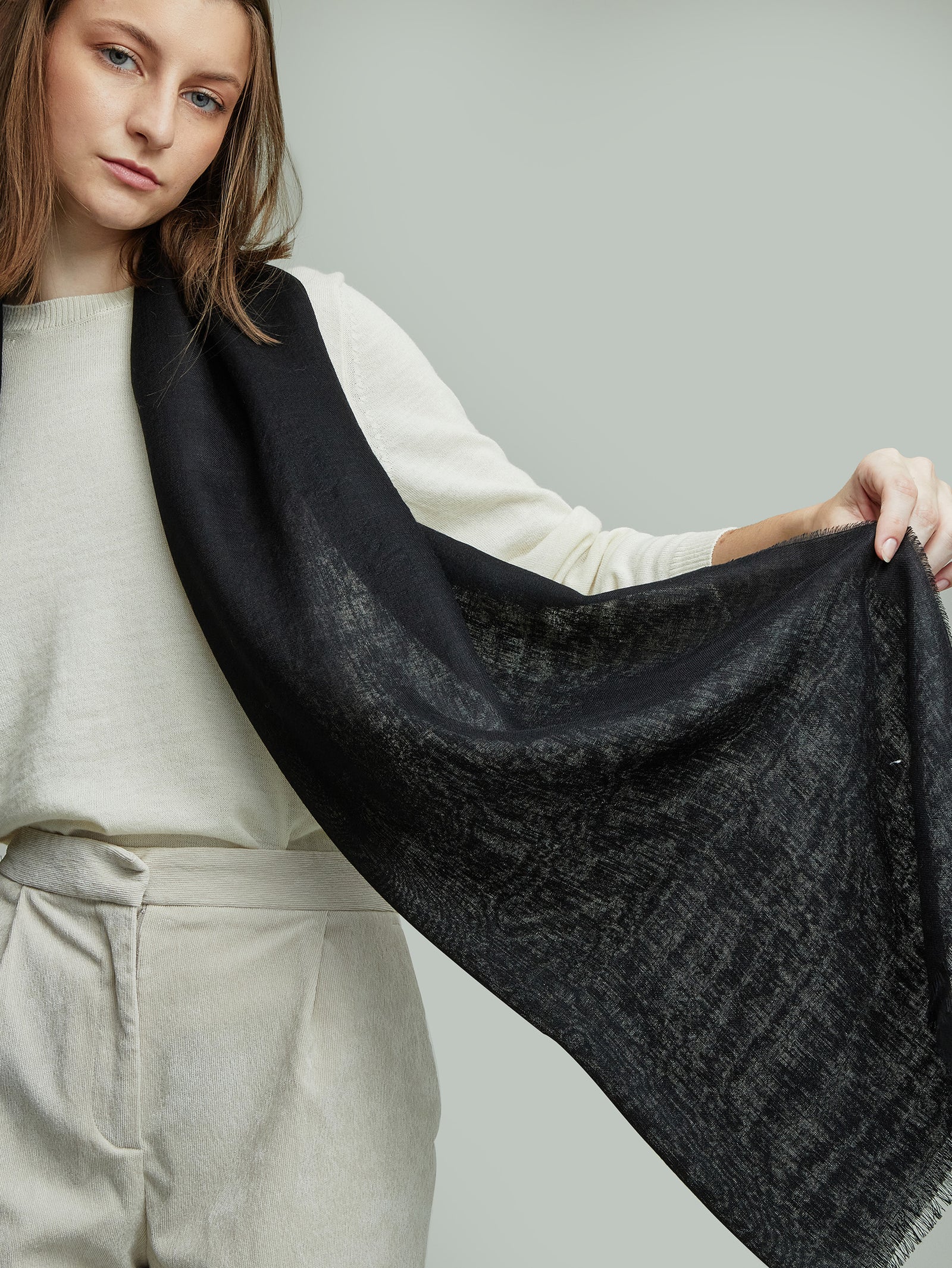 Black Alondra Baby Alpaca Stole