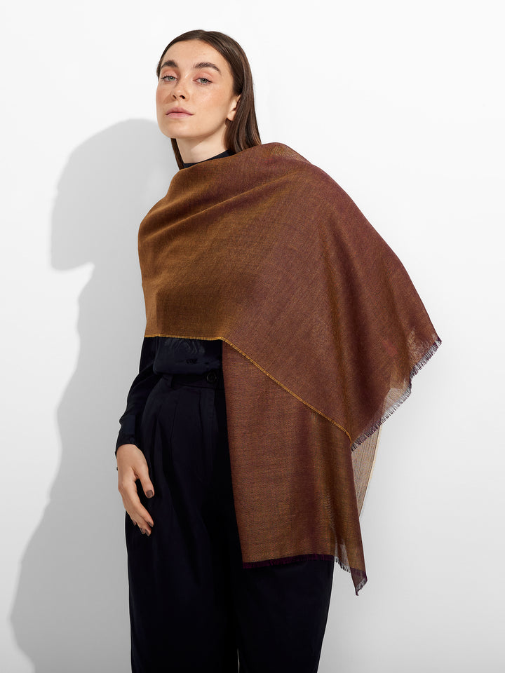 Zaina Baby Alpaca Brown Stole