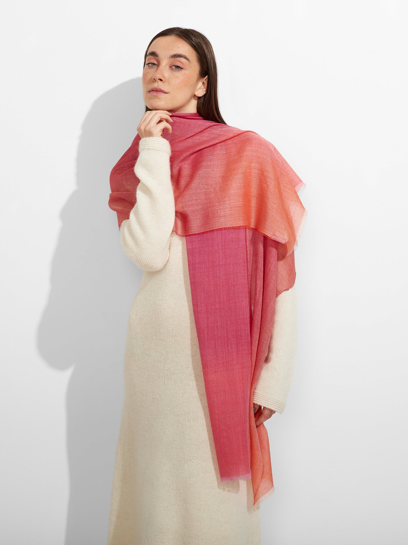 Estola Zulma De Baby Alpaca Color Rojo