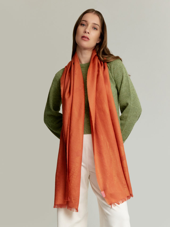 Estola Yulene De Baby Alpaca Color Naranja