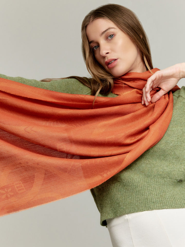 Estola Yulene De Baby Alpaca Color Naranja