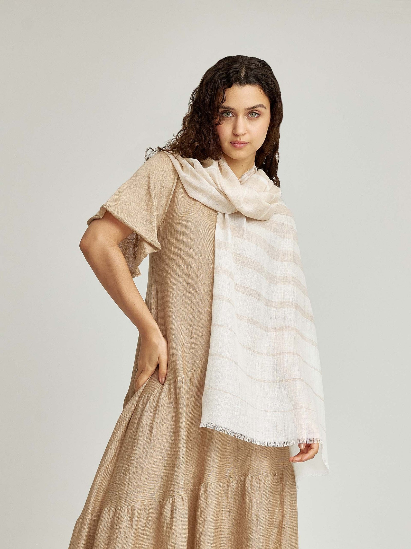 Wallenberg Baby Alpaca Stole Ecru/Beige
