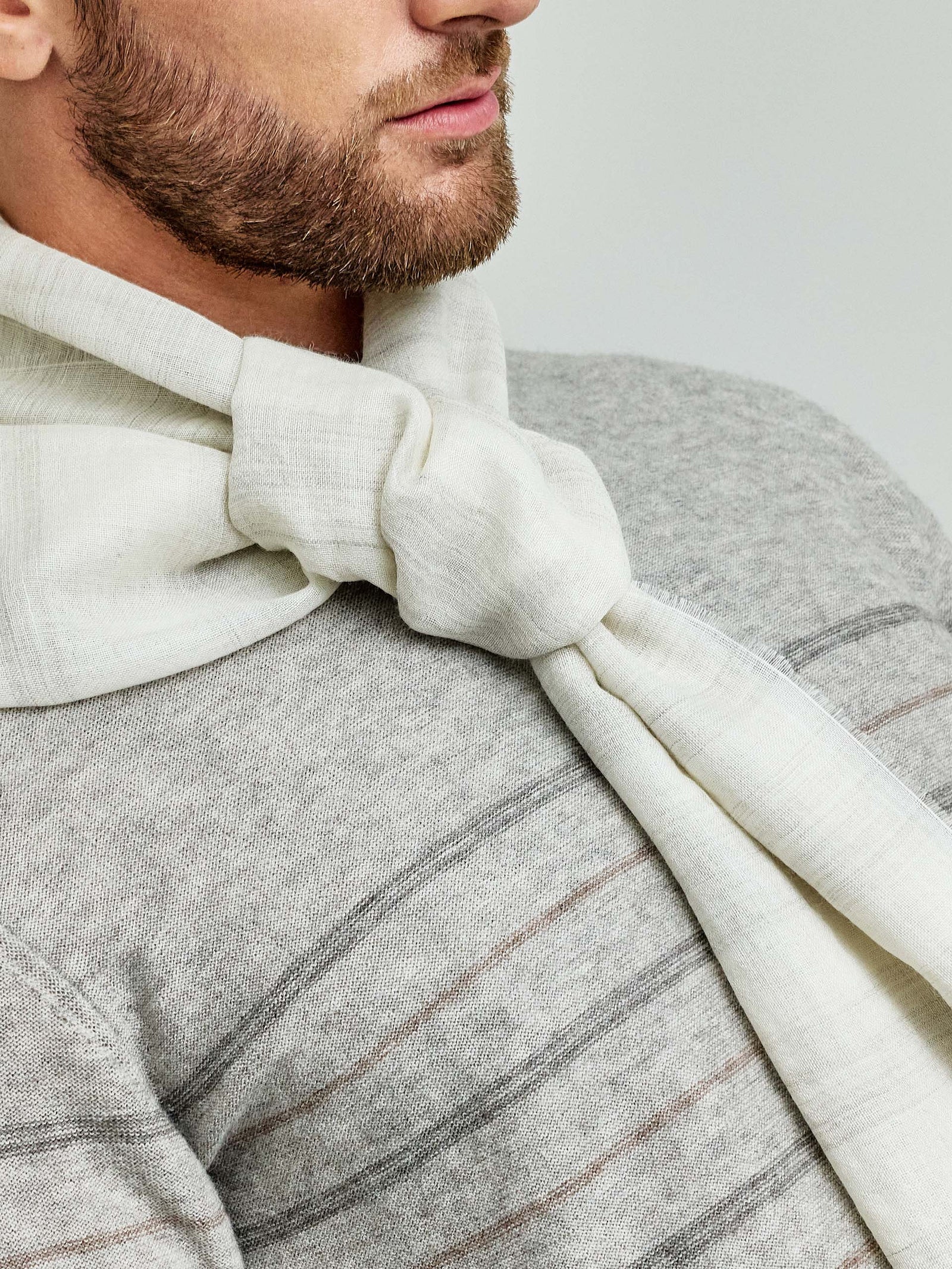 Wallenberg Baby Alpaca Stole Ecru/Grey