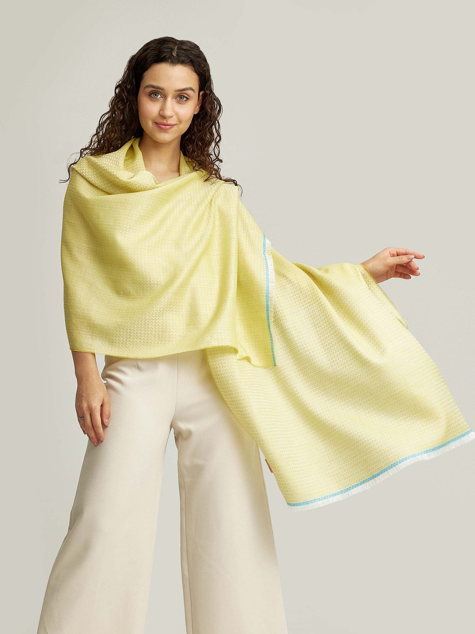 Wayne Baby Alpaca Stole in Lime Green