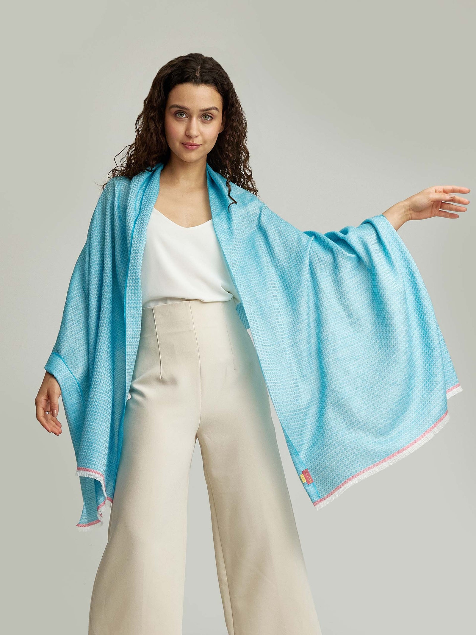 Wayne Turquoise Baby Alpaca Stole