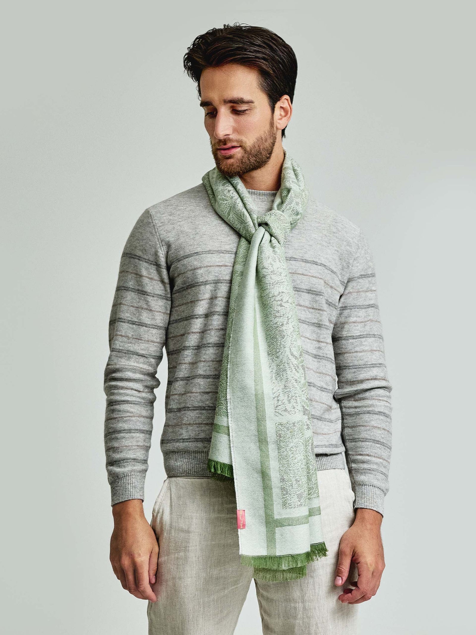 Baby Alpaca Water Scarf in Green