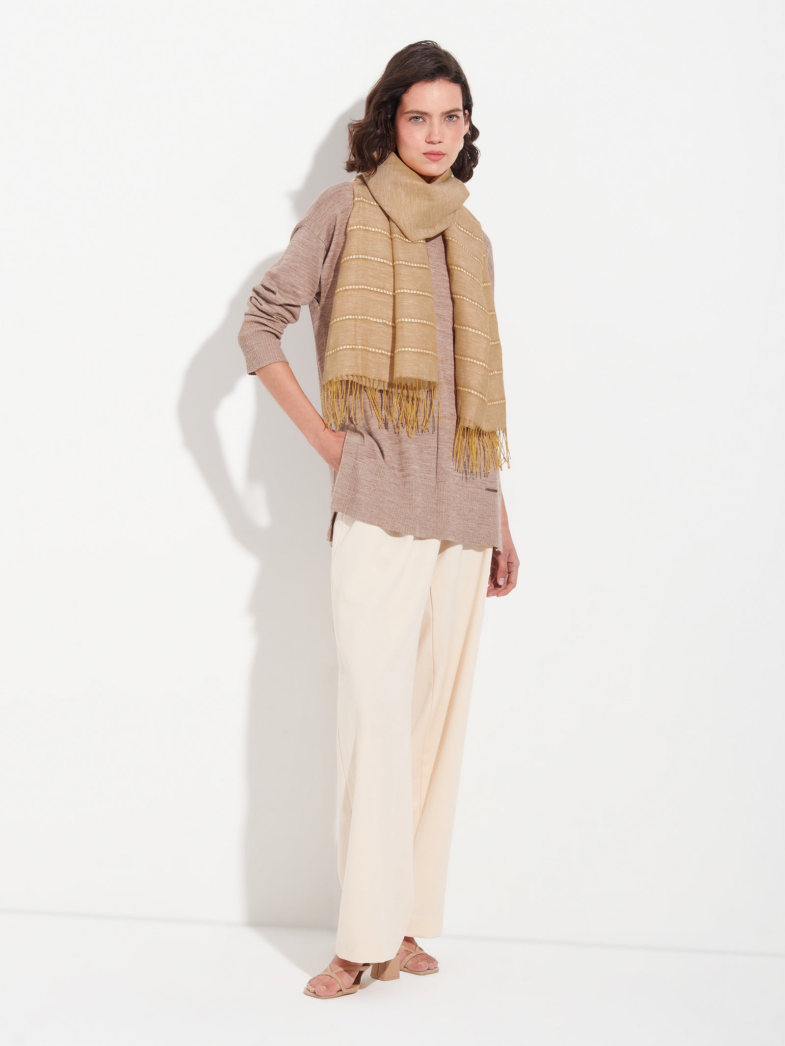 Zabila Yellow Linen Scarf