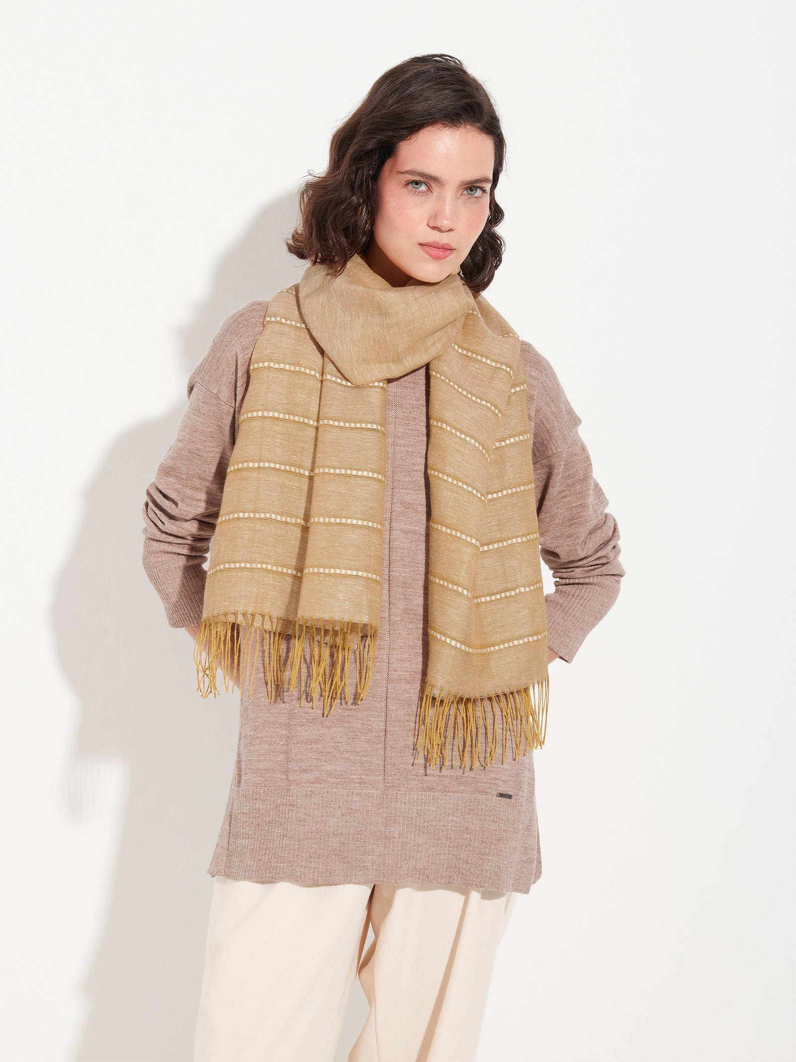 Zabila Yellow Linen Scarf