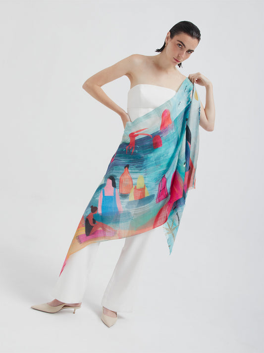 Estola La Playa De Baby Alpaca Color Multicolor