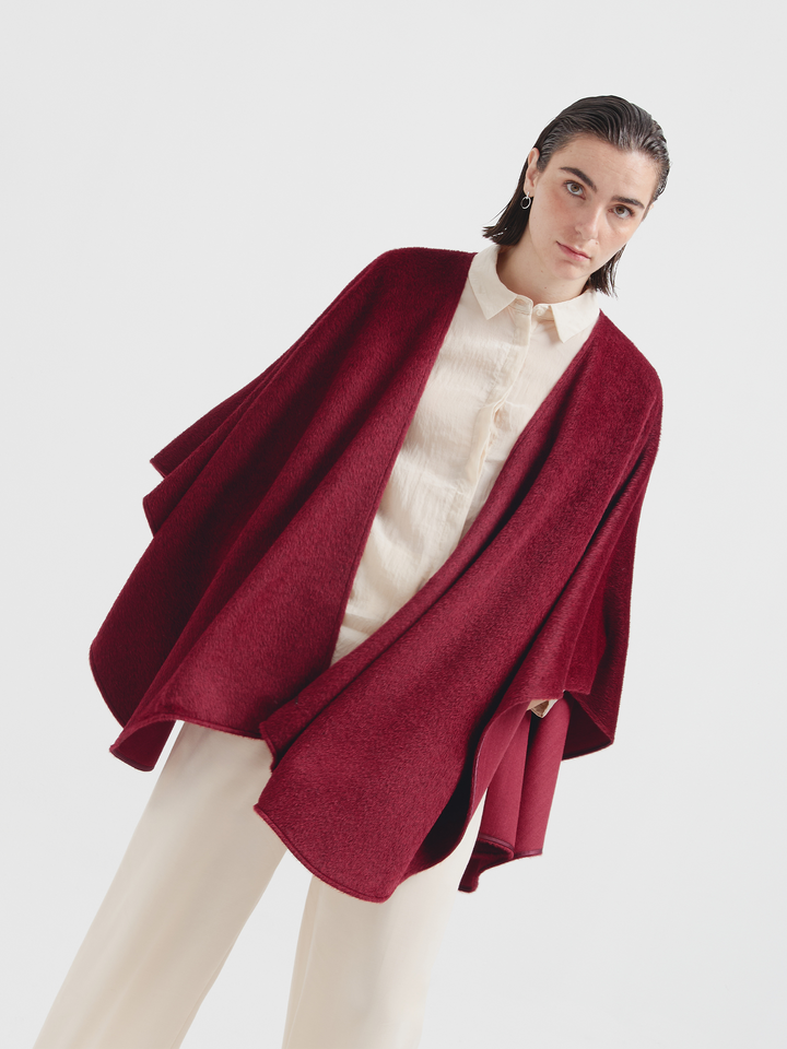 Agile Suri Baby Alpaca Cape in Maroon