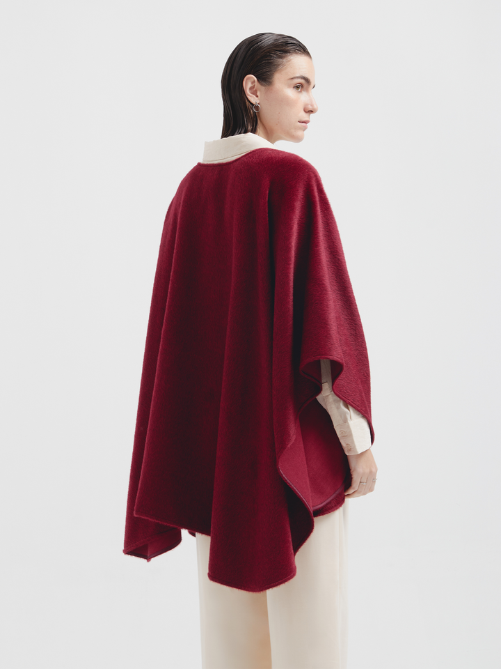 Agile Suri Baby Alpaca Cape in Maroon