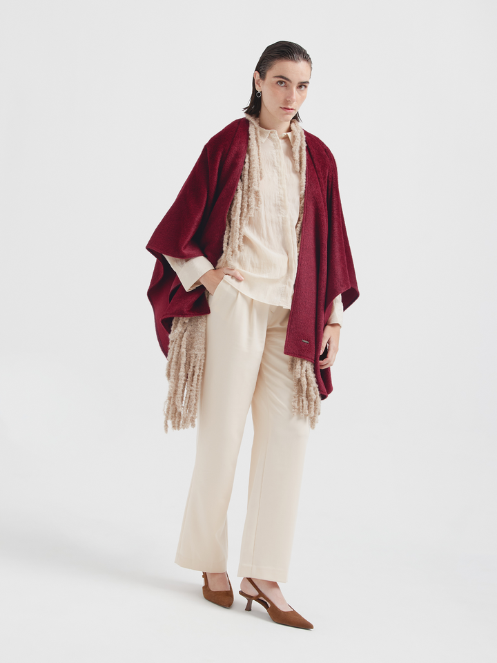 Agile Suri Baby Alpaca Cape in Maroon