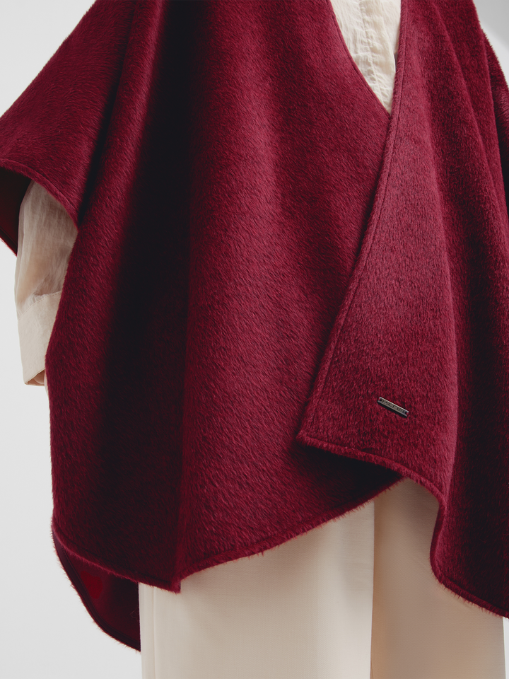 Agile Suri Baby Alpaca Cape in Maroon
