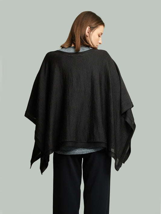 Poncho Britany De Baby Alpaca Black Color Black