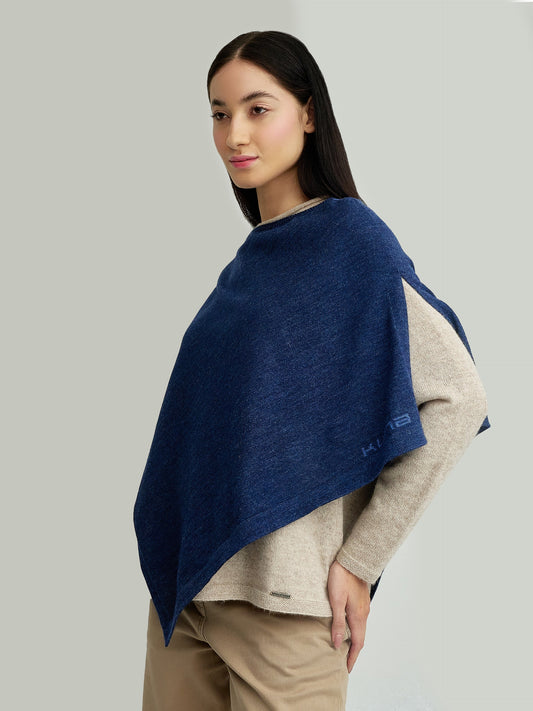 Poncho Yura De Baby Alpaca Color Azul