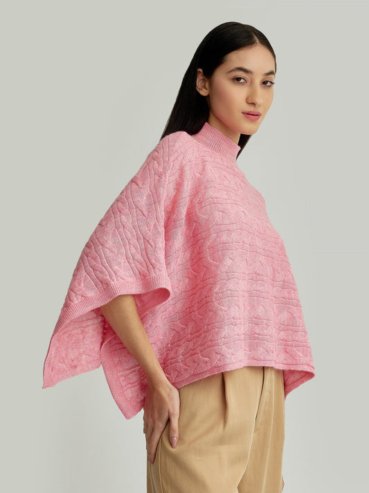 Poncho Yanina De Baby Alpaca Color Rosado