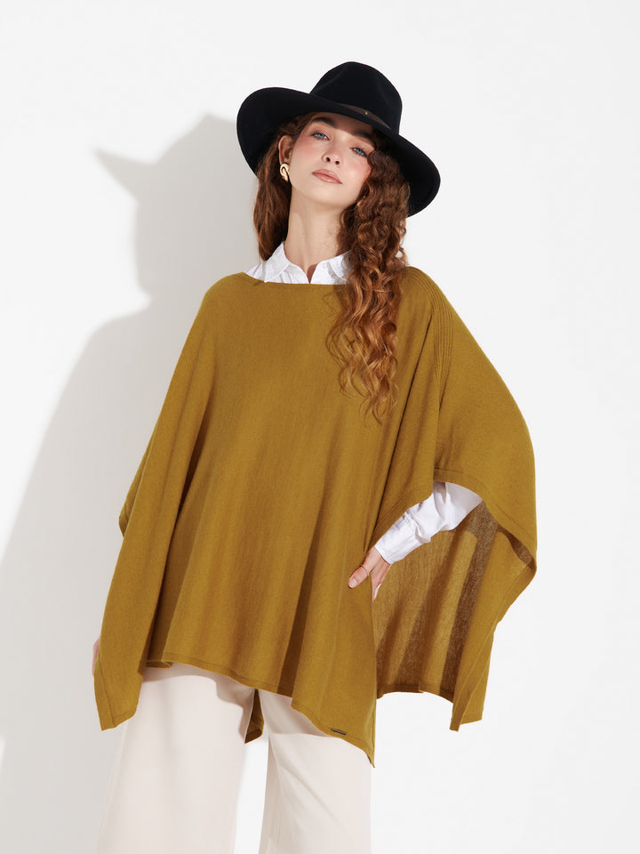 Poncho Zarah De Algodón Color Amarillo