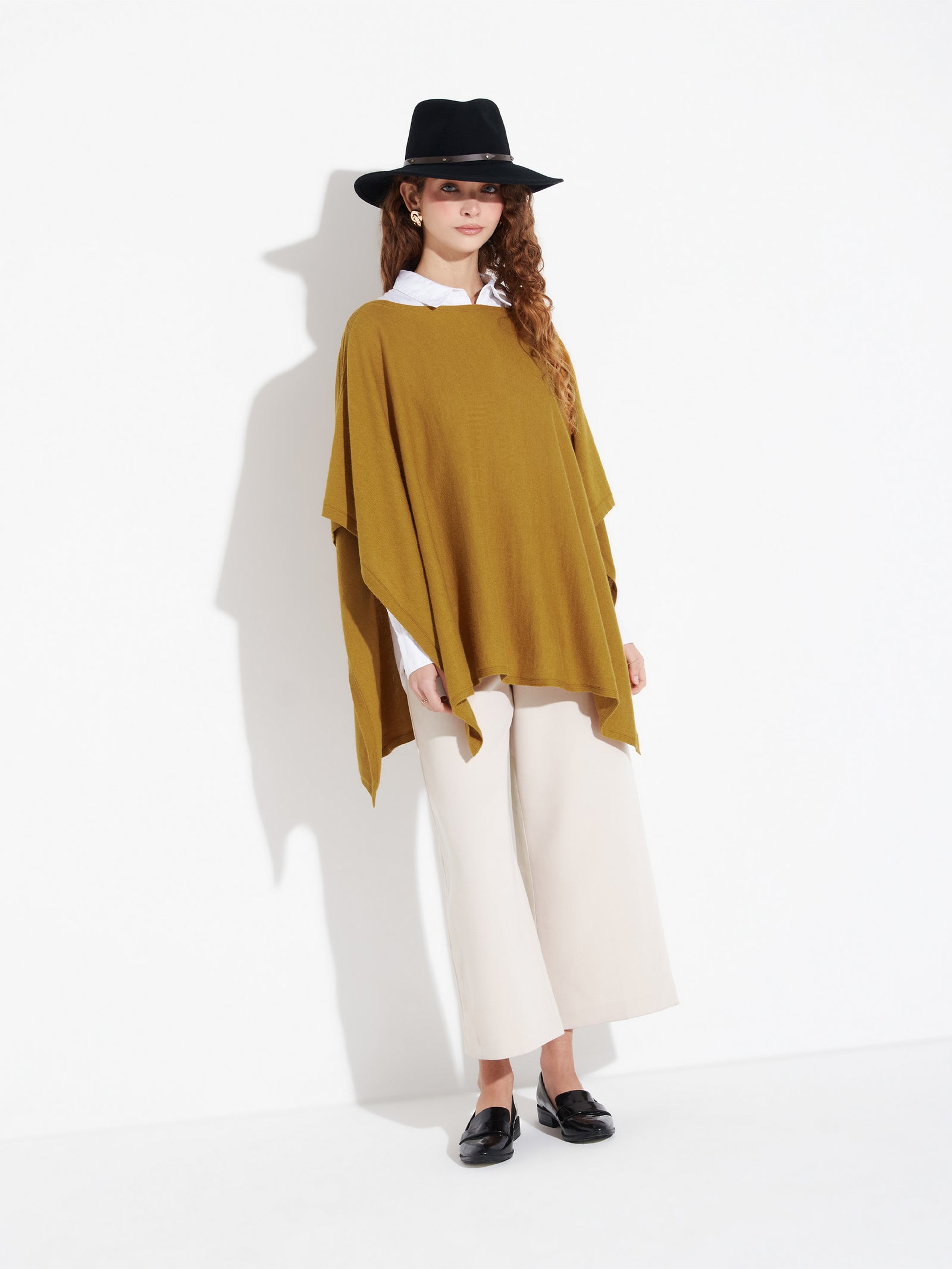 Poncho Zarah De Algodón Color Amarillo