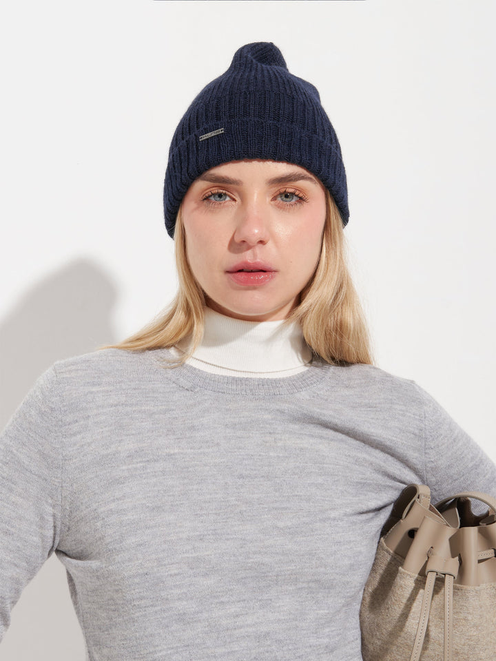 Gorro Apostrofe De Baby Alpaca Color Azul