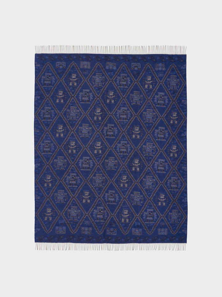Manta Mochica - 2 De Baby Alpaca Color Azul