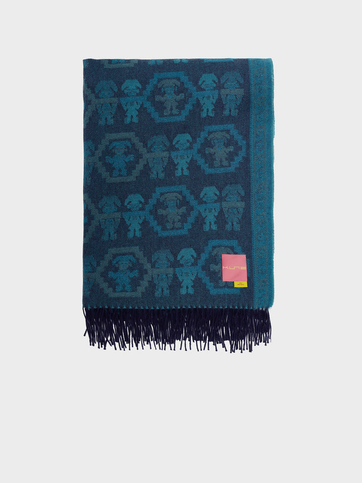 Manta Chimu - 13 De Baby Alpaca Color Turquesa