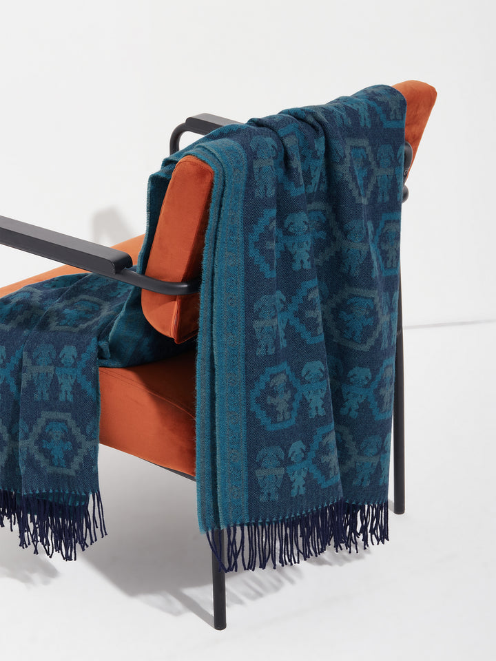 Manta Chimu - 13 De Baby Alpaca Color Turquesa
