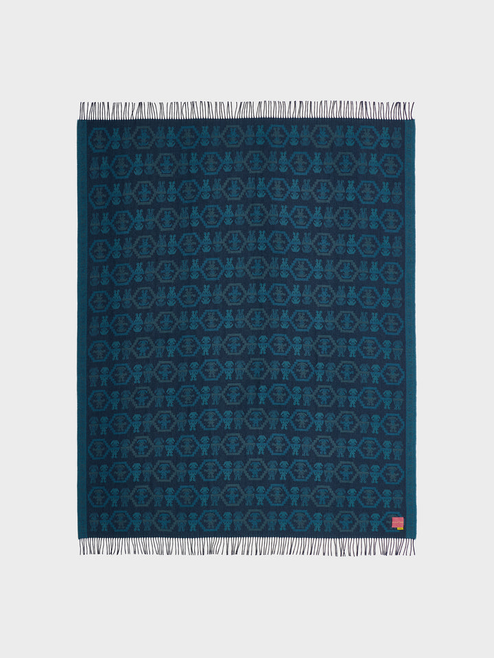 Manta Chimu - 13 De Baby Alpaca Color Turquesa