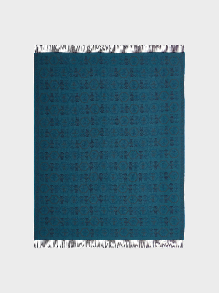 Manta Chimu - 13 De Baby Alpaca Color Turquesa