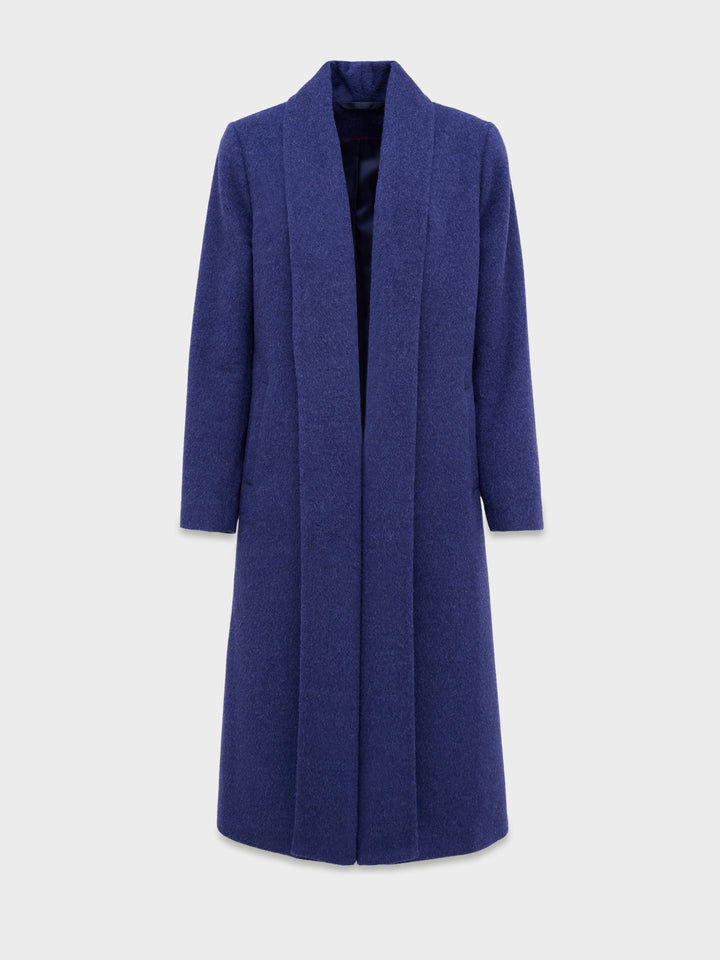 Blue Baby Alpaca Long Swing Coat