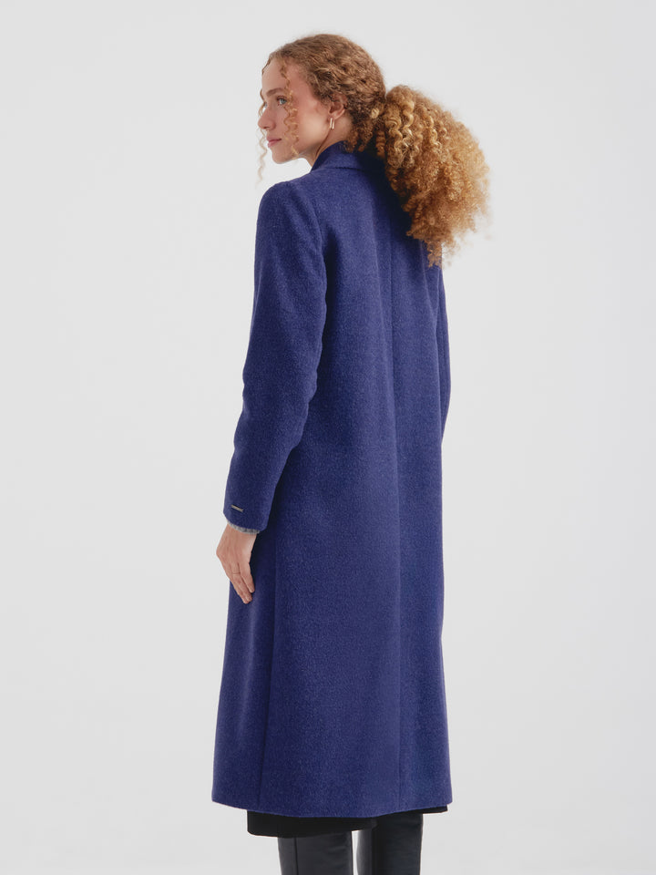 Blue Baby Alpaca Long Swing Coat