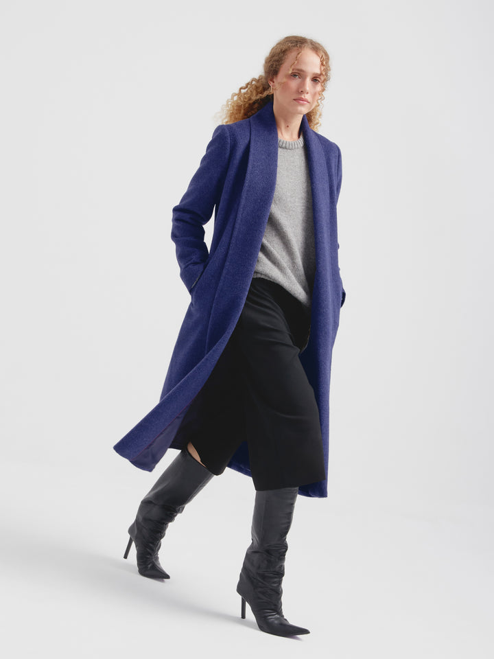 Blue Baby Alpaca Long Swing Coat