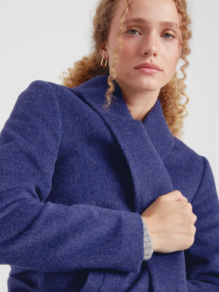 Blue Baby Alpaca Long Swing Coat