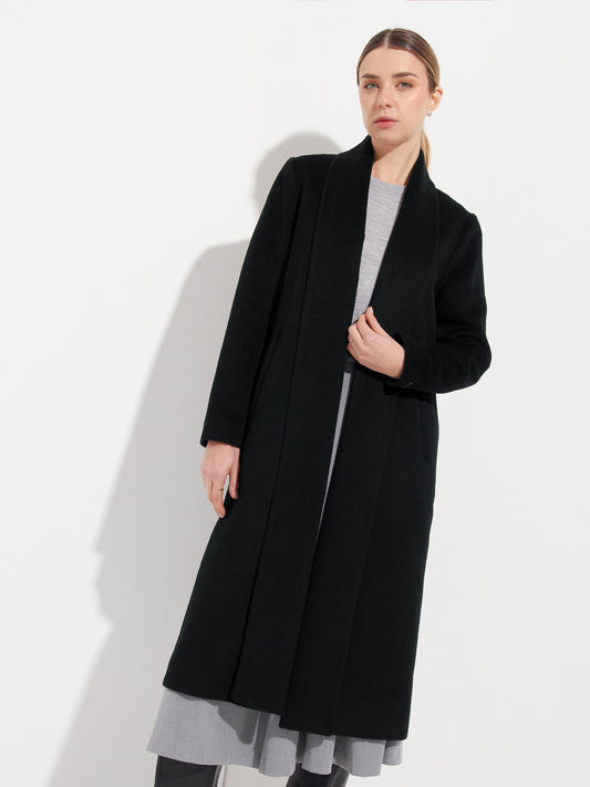 ABRIGO LONG SWING DE BABY ALPACA COLOR BLACK