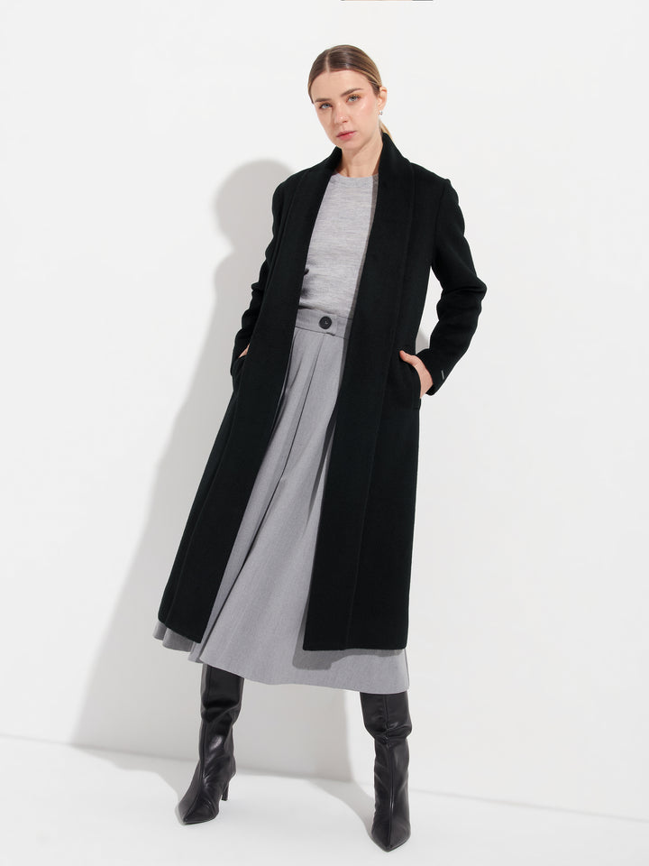 ABRIGO LONG SWING DE BABY ALPACA COLOR BLACK