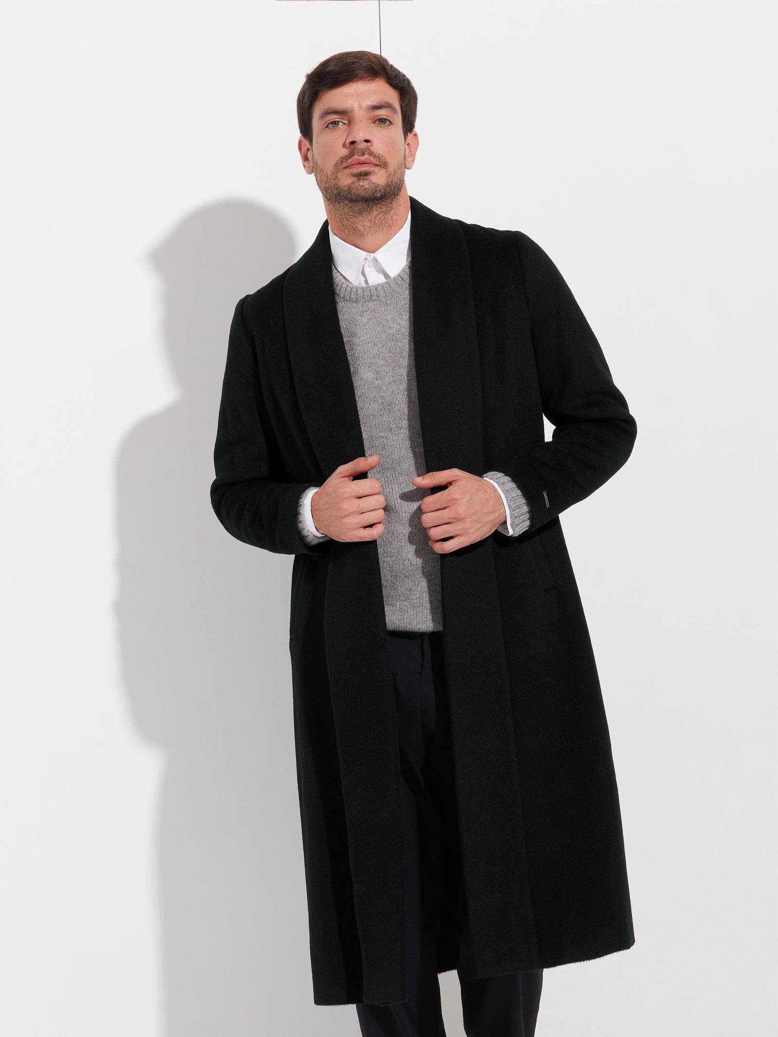 ABRIGO LONG SWING DE BABY ALPACA COLOR BLACK