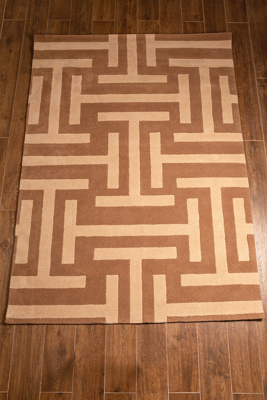 Alfombra Laberinto De Alpaca Color Camel