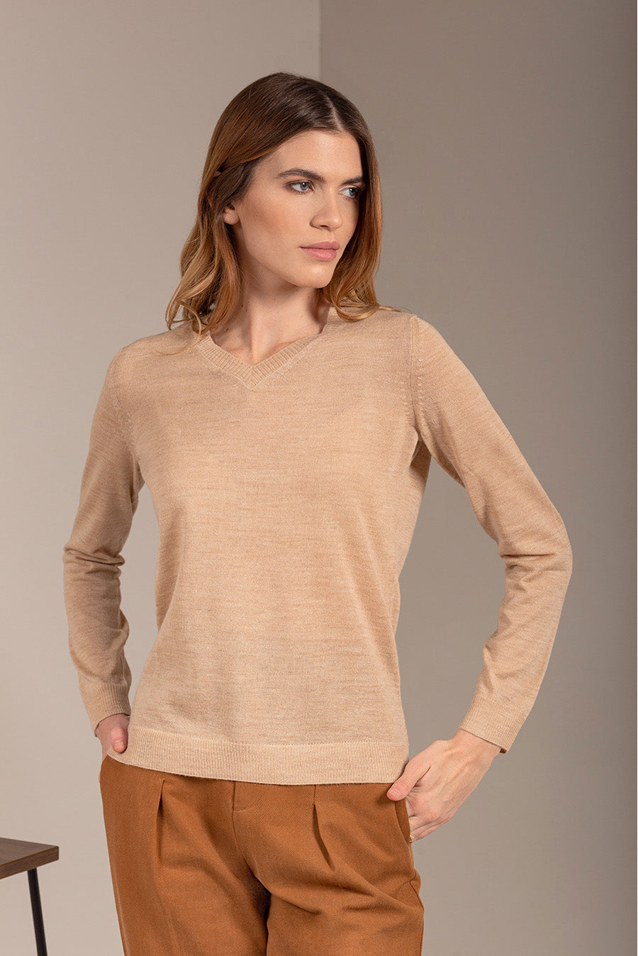 Suéter Almibar De Baby Alpaca Color Beige