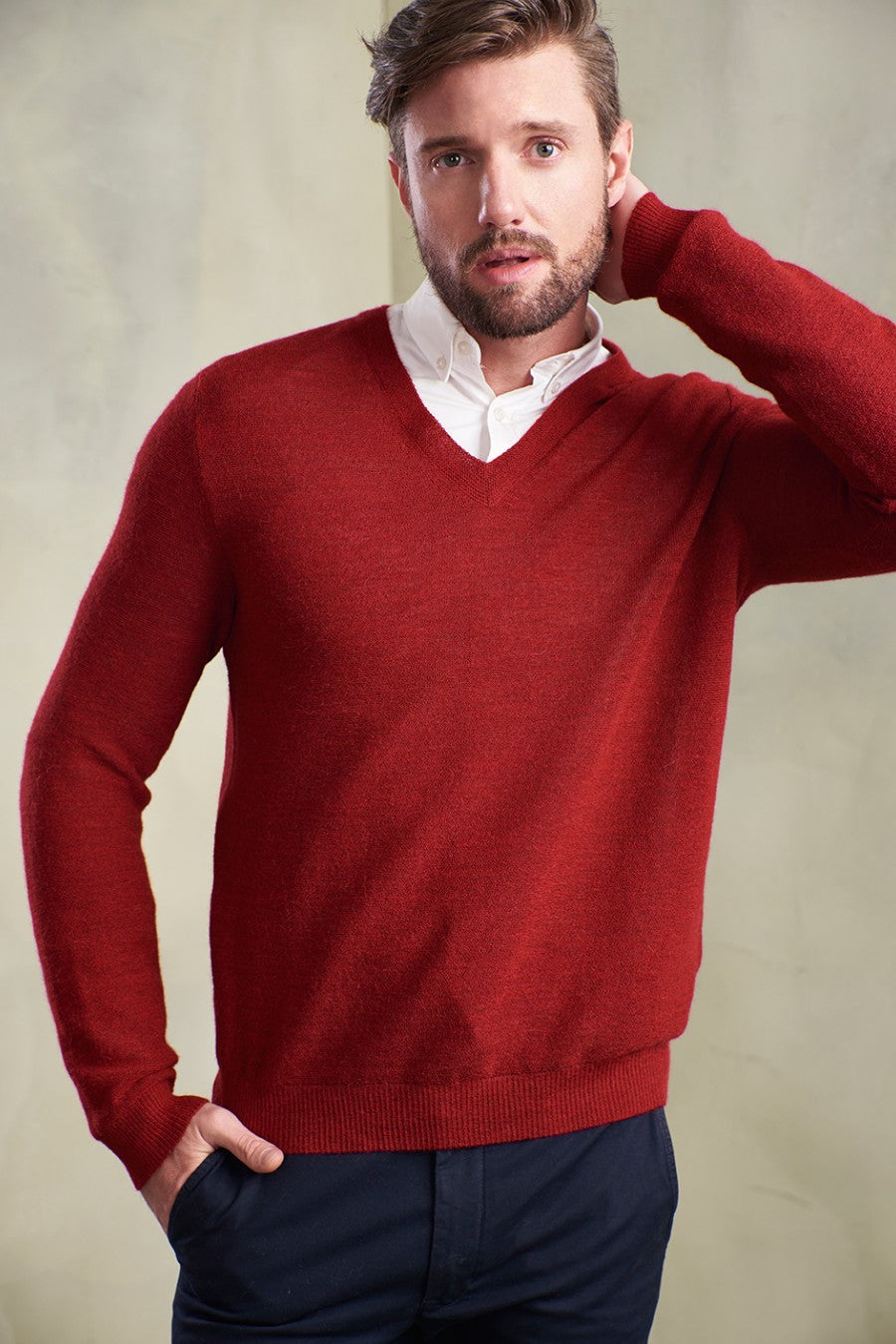 SUÉTER ALAN DE BABY ALPACA COLOR REDORANGE
