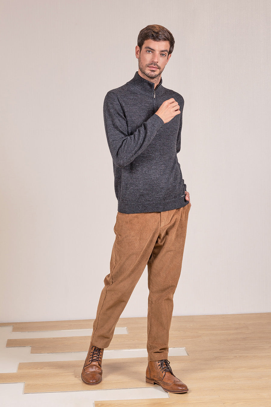 SUÉTER ALBERT DE BABY ALPACA COLOR ANTHRACITE