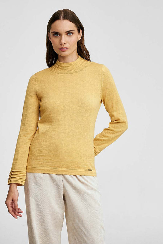 Suéter Whatever Mock De Baby Alpaca Color Amarelo