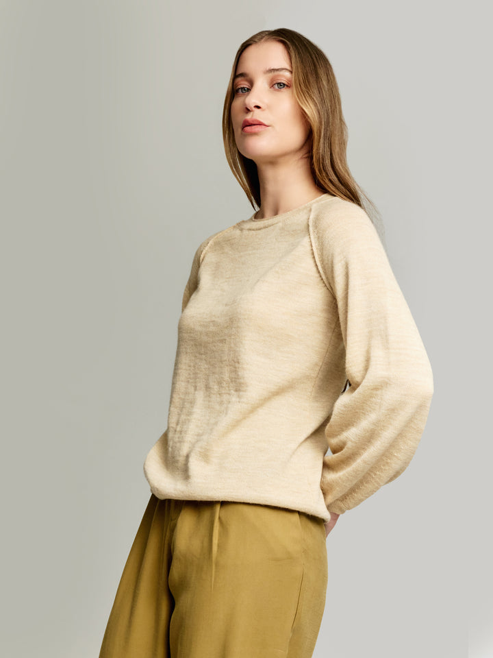 Yanela Beige Baby Alpaca Sweater