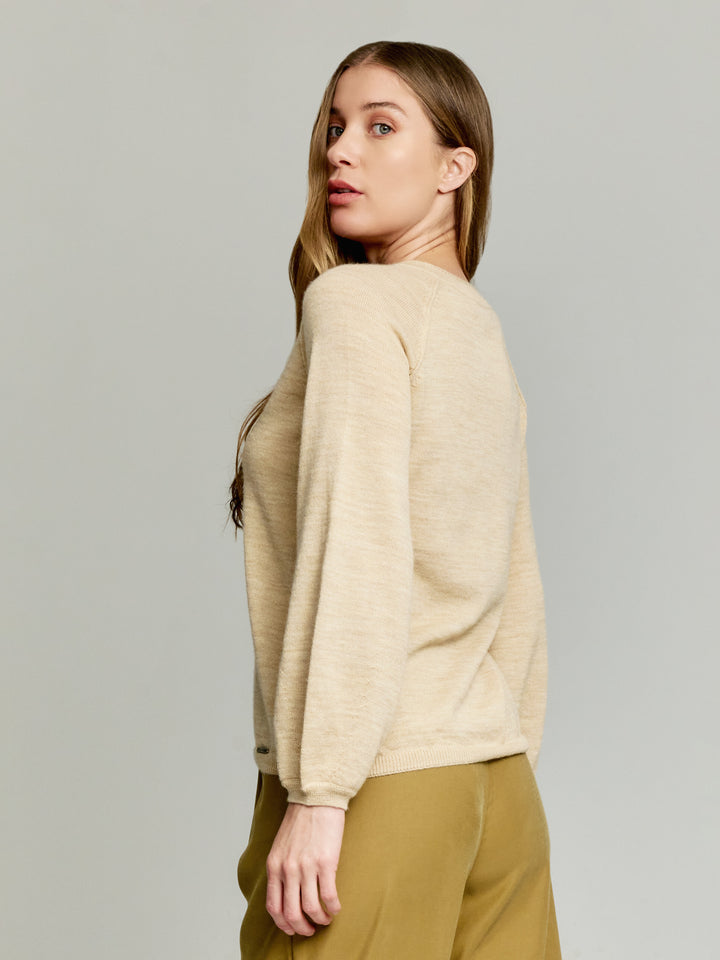 Yanela Beige Baby Alpaca Sweater
