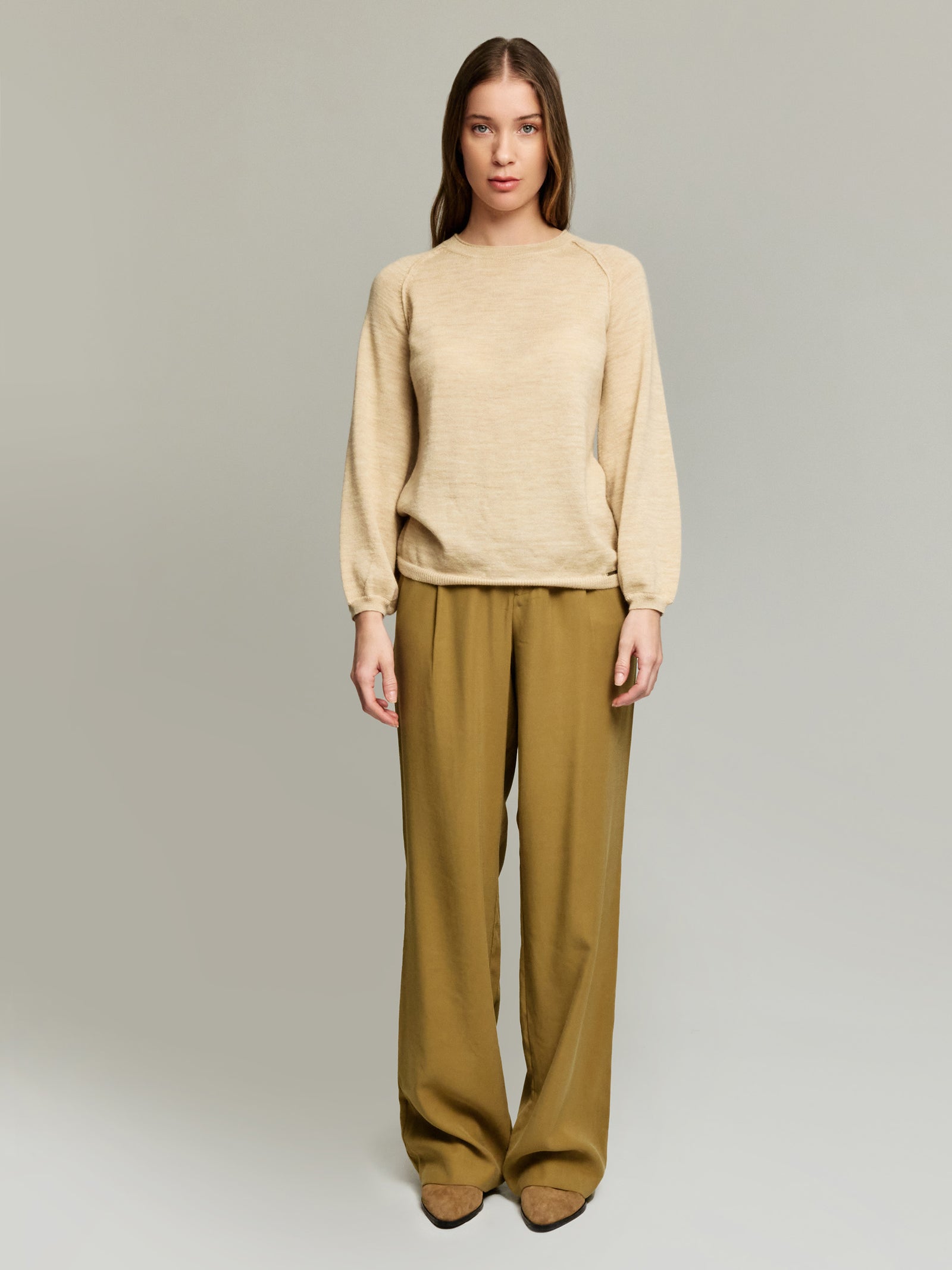 Yanela Beige Baby Alpaca Sweater