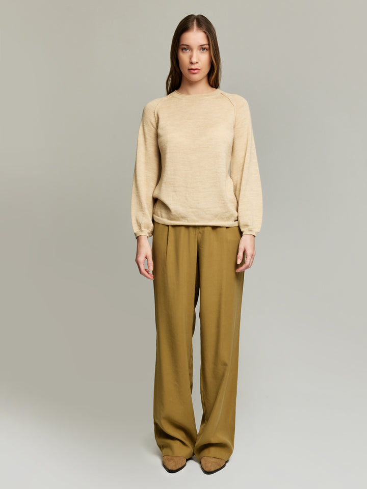Yanela Beige Baby Alpaca Sweater