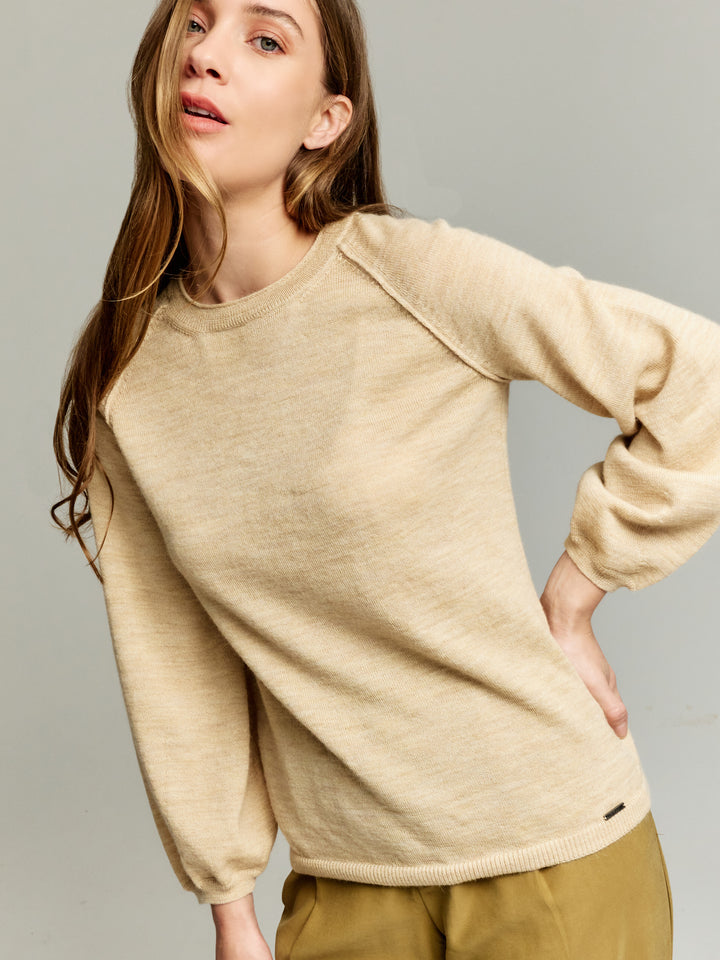 Yanela Beige Baby Alpaca Sweater