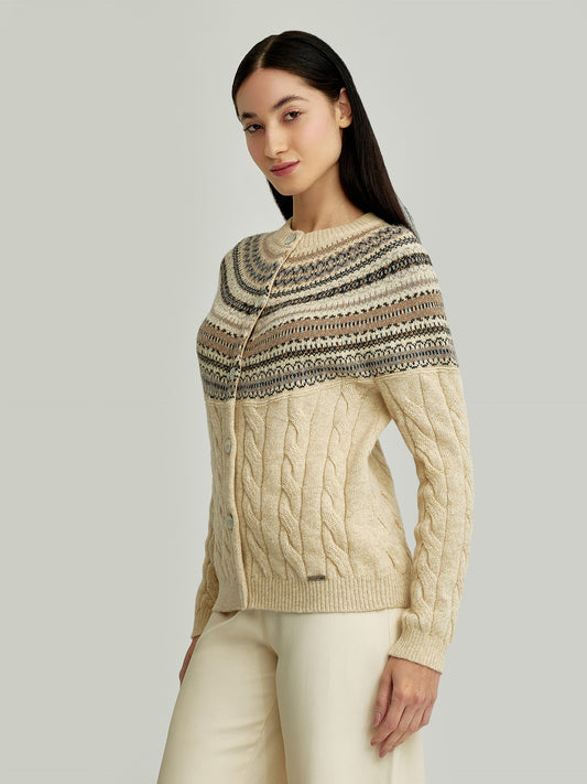 Cardigán Yoke De Baby Alpaca Color Beige