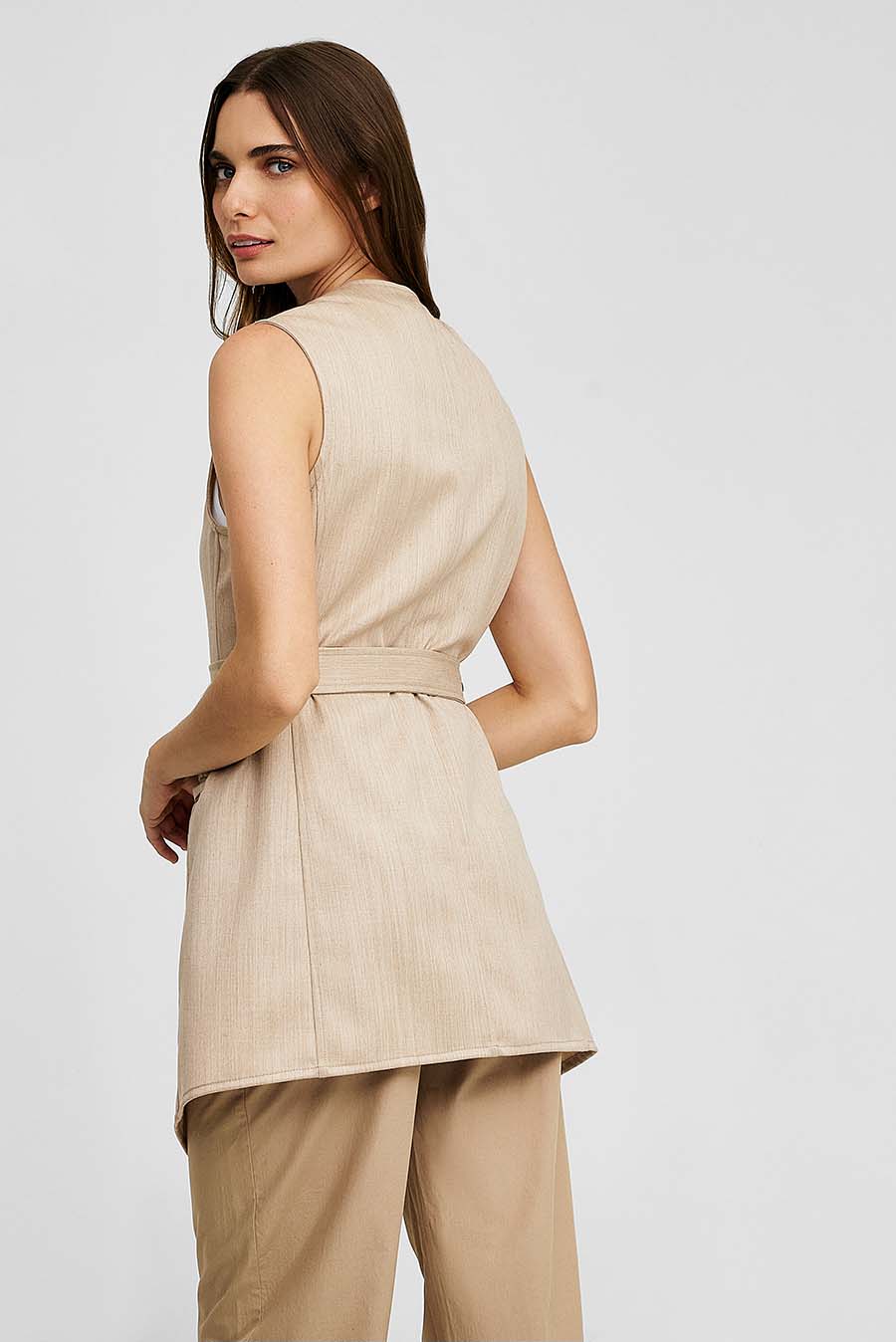 Chaleco Wise De Lana & Baby Alpaca Color Beige