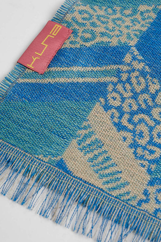 Blue &amp; Light Blue Baby Alpaca Wildlife Scarf