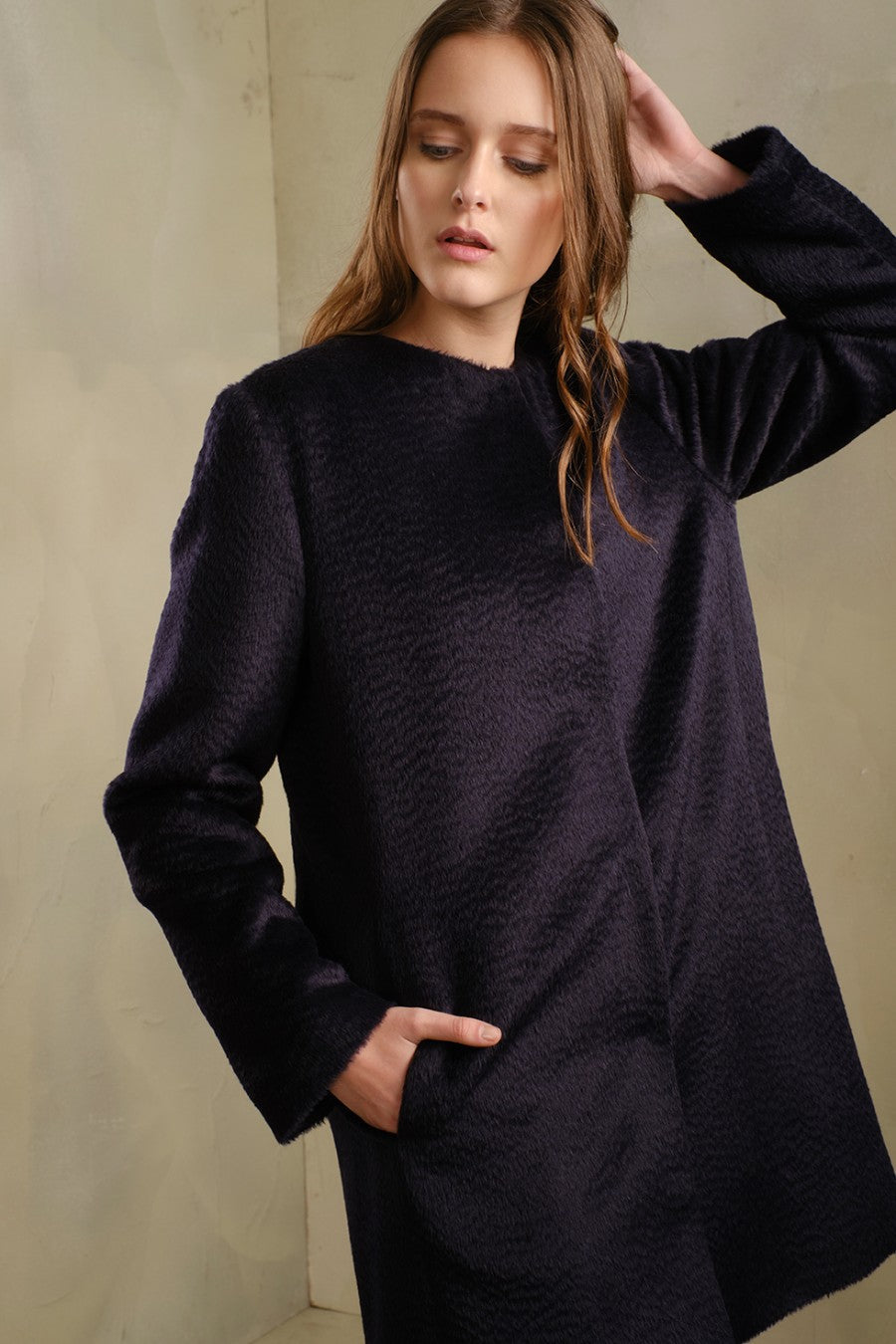 Abrigo Thea De Baby Alpaca Suri Color Blue