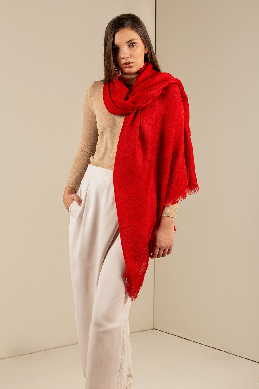 Estola Ups De Baby Alpaca Color Rojo